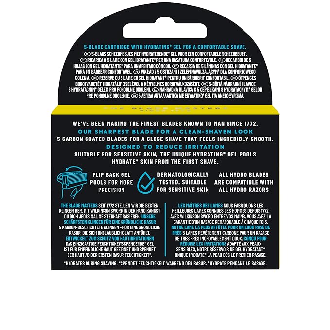 Wilkinson Sword Hydro 5 Skin Protection Advanced - 4 5-Blade Razor Blades Refills with Menthol Enriched Lubricant Band