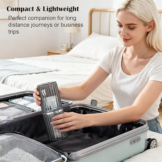 Toothbrush Travel Case, 2-in-1 Dustproof Travel Toothbrush Holder with Rinse Cup, Large Portable Toothbrush and Toothpaste Cup Container for Traveling Camping School Business Trip Bathroom