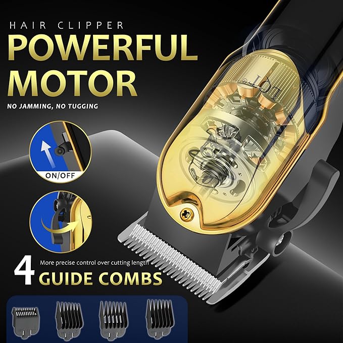 Hair Clippers for Men with LED Display, 3-Piece Grooming Kit Includes Hair Clipper, Beard Trimmer and Nose Hair Shaver, Complete Cordless Set for Home Use