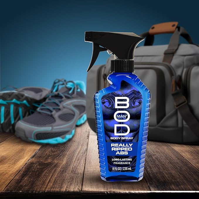 BOD man Fragrance Body Spray, Really Ripped Abs, 8 fl oz (Pack of 2)