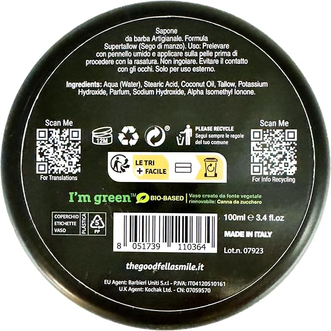 The Goodfellas' smile, INFERNO Tallow Shave Soap and Afltershave Splash Bundle, Made in Italy