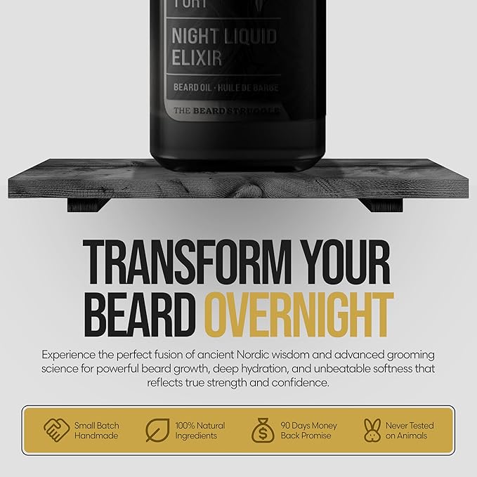 The Beard Struggle Night Liquid Elixir Beard Oil - Platinum Collection - Surtr's Fury (1.35 Fl oz) - Beard Oil for Men - Natural Blend for Softens, Moisturizing, & Healthier Beard Growth