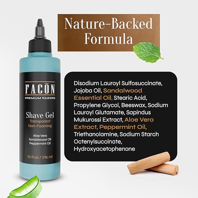 Facón Transparent Shaving Gel (Sandalwood + Bourbon)