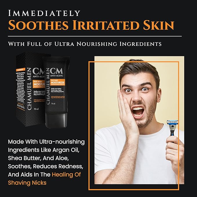 Anti Aging Daily Aftershave for Men - All Natural Mens Face Cream and Moisturizer with Argan, Shea & Aloe Facial Fuel for Sensitive, Dry, Oily or Combo Skin, 2.6 oz (Pack of 2)