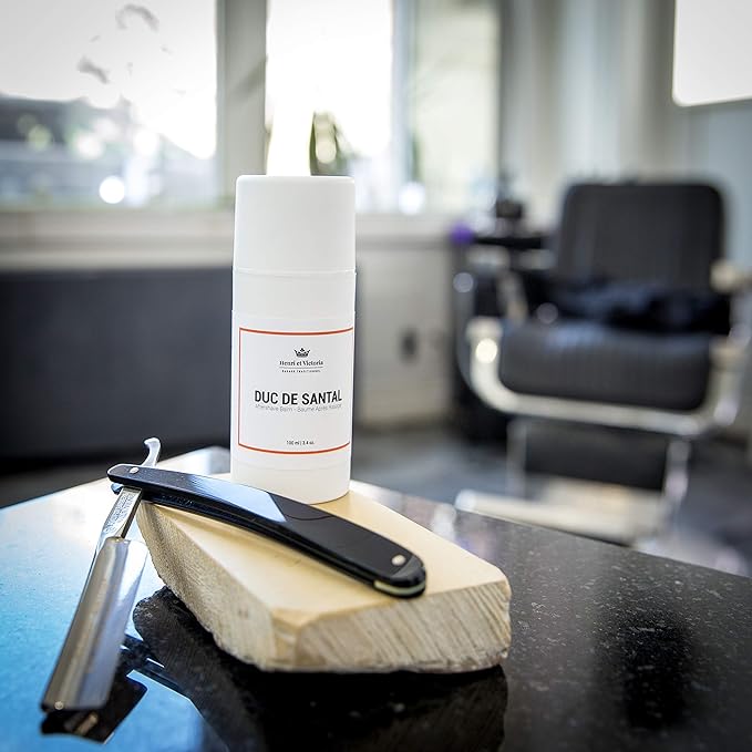 HENRI ET VICTORIA Aftershave for Men | Duc de Santal Chic and Subtle Scent | Canadian Made by Skilled Artisan | After Shave Balm Prevent and Cure Razor Burns | 100 ml (3.4 oz)