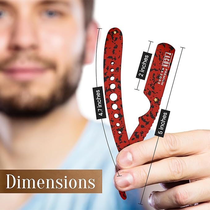 Facón Straight Razors for Men - Professional Barber Straight Edge Razor Kit with 100 Blades, Classic Stainless Steel Barbero Shaver for a Smooth & Precise Shave, Premium Barber Razor for Men's Shaving