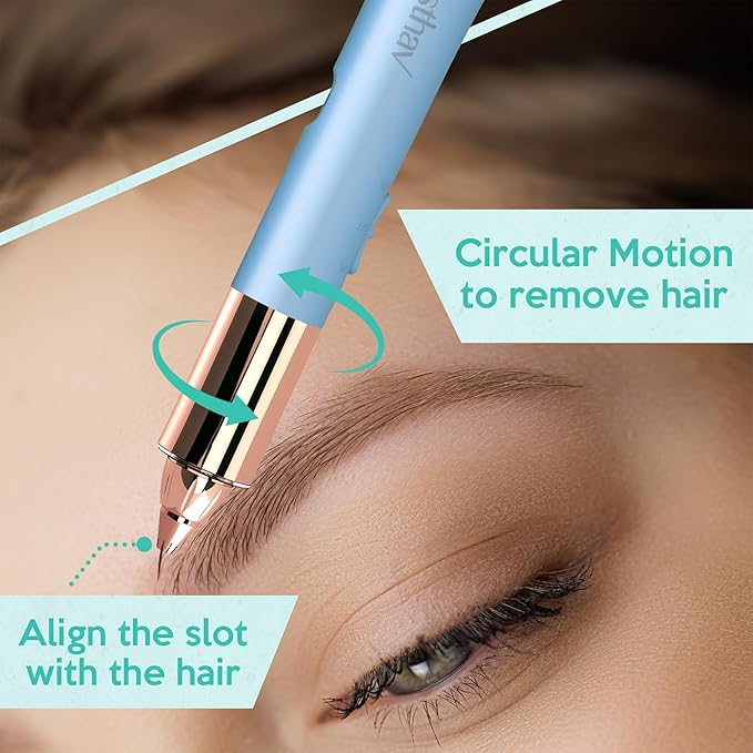 2 in 1 Flawless Eyebrow and Facial Hair Remover for Women Painless Electric Razor Epilator Trimmer Shaver with 18K Gold-Plated, USB Rechargeable, 360° LED for Eyebrow and Face Hair Removal