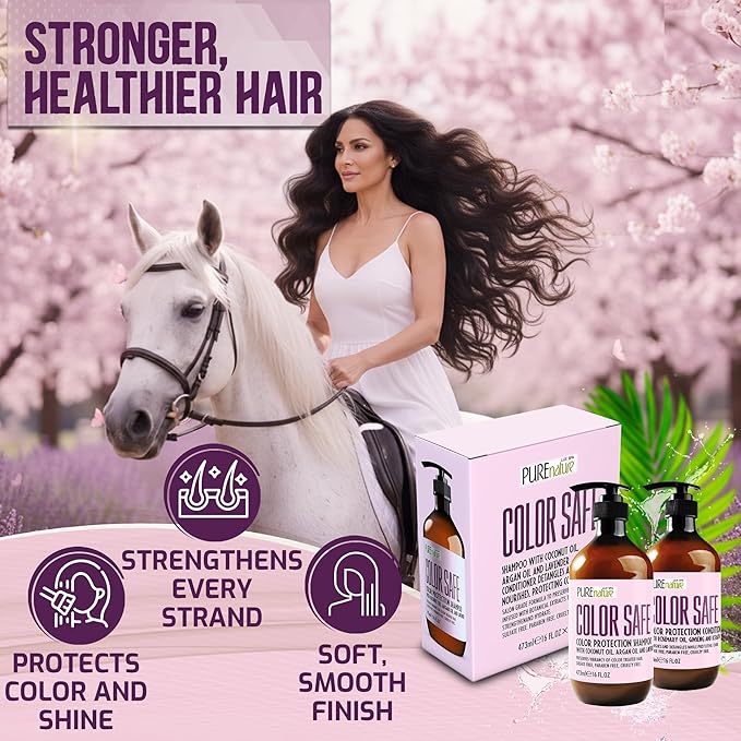 Color Safe Shampoo and Conditioner Set - Sulfate Free and Paraben Free for Protecting Treated, Dyed, and Colored Hair - Professional Salon Care for Women and Men - 16 Fl Oz (Set of 2)