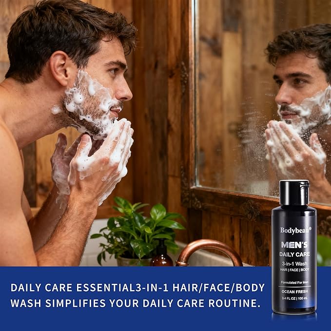 Christmas Gift for Men-Le Vital 7PCS Luxury Men's Bath and Body Skincare Gift Se, All-in-One Grooming Kit with 3-in-1 Wash, 2-in-1 Soap, Scrub, Lotion & Travel Bag (7 Piece Gift Set)