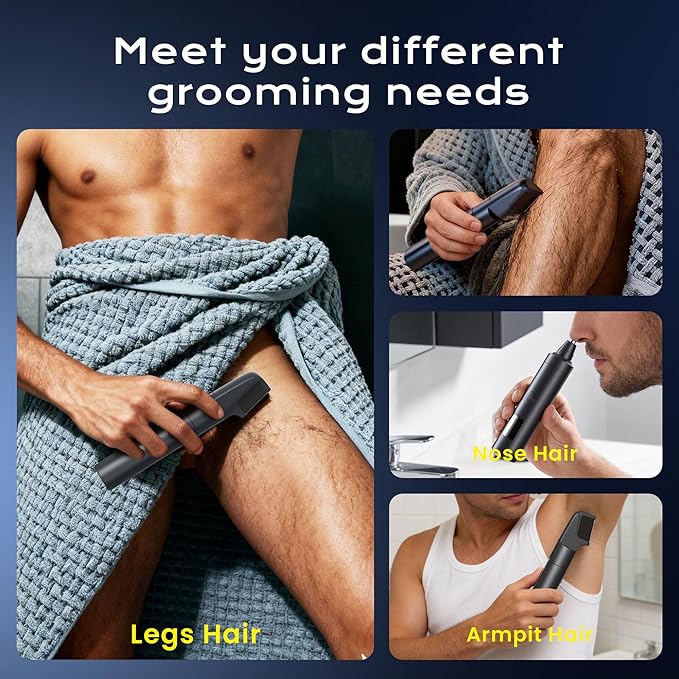 NUBACK Pubic Hair Trimmer for Men, Waterproof Men Grooming Kit with LED Display, Electric Body Hair Trimmer for Men, No-Nick Groin & Ball Shaver with Adjustable Guide Comb, USB Rechargeable