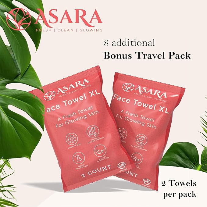 Clean Face Towels Disposable XL Facial Wipes | Add Water As a Makeup Remover | Sensitive Skin Face Towels | Organic Vegan Biodegradable - Clean Daily Towelettes (200 Count) | by Asara