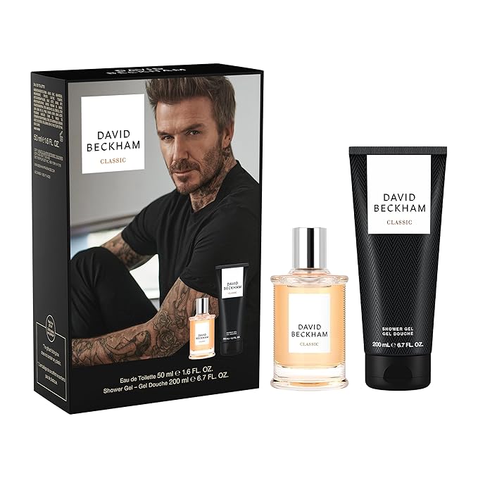 David Beckham Classic Giftset 1.6 fl oz EDT + 6.7 fl oz Shower Gel, Notes of Lime, Mint, and Amber, Men's Fragrance, Long Lasting, Everyday Fragrance