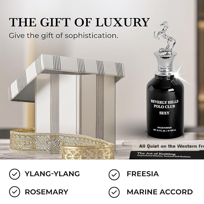 Beverly Hills Polo Club SEXY Eau de Parfum for Women | Ultra Long-Lasting Luxury Fragrance | Iconic Metal Horse Cap Design | Elegant Gifting Cylinder Box | 3.4 Fl Oz
