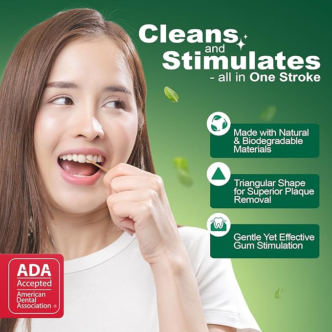 The Natural Dentist Stim-U-Dent Mint Dental Picks, Wooden Toothpicks for Food & Plaque Removal, Refreshing Mint Flavor, Travel-Friendly, 24 Packs of 25 (600 Picks)