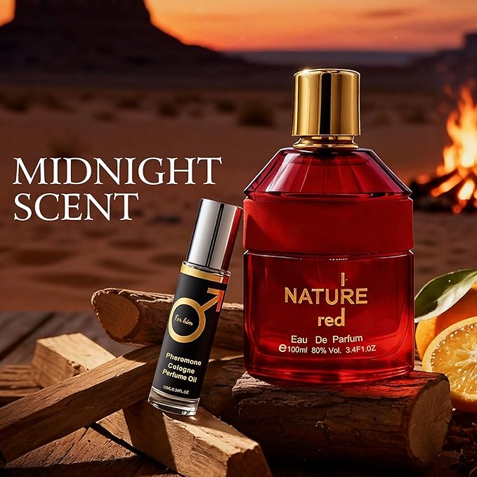 Men’s Eau de Parfum, Citrus Floral Men’s Perfume with Musk & Cedarwood Base, Viva Las Vigas Rose Fragrance I nature Red&Pheromone