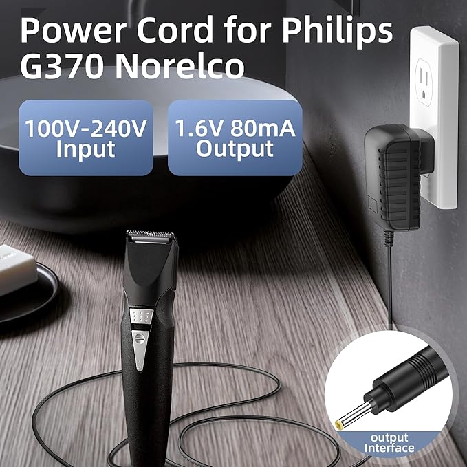 1.6V Power Cord for Philips Norelco G370 G250 G270 G290 G380 D350 G390, G470, G480 Grooming System Charger Replacement Charger for Philips Beard Hair Trimmer QC5015 QG3080 QG3150 QG3020