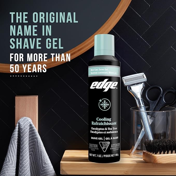 Edge Shave Gel for Men, Cooling Eucalyptus & Tea Tree, 7oz (3 Pack) - Shaving Gel For Men That Moisturizes, Protects and Soothes To Help Reduce Skin Irritation (Packaging May Vary)