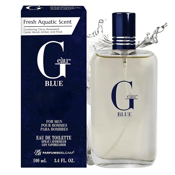 PB ParfumsBelcam G Eau Blue Eau de Toilette Spray – Men’s Cologne, Long-Lasting Summer Fragrance for Men and Teen Boys, Perfume para Hombre – 3.4 Fl Oz – Fresh Blue Scent