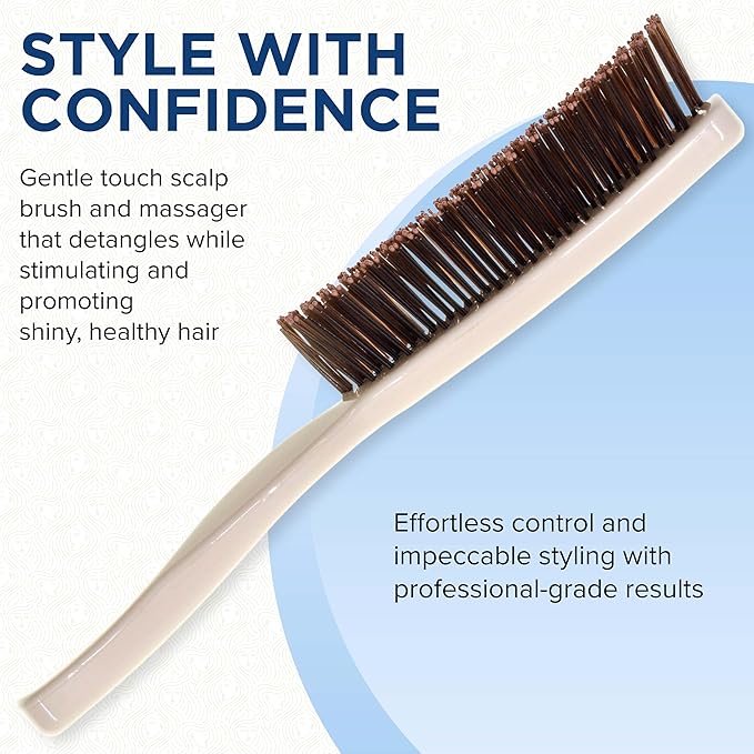 Giorgio GIO2IVY Ivory 6.25 inch Gentle Touch Detangler Hair Brush for Men Women and Kids. Soft Bristles for Sensitive Scalp. Wet and Dry for all Hair Types. Scalp Massager Brush Stimulate Hair Growth