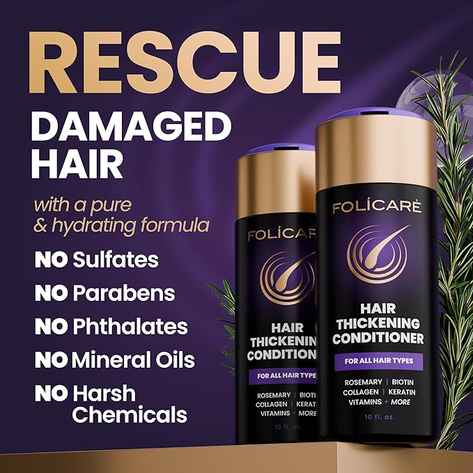 Thickening Hair Growth Conditioner For Women & Men, Biotin Conditioner, Intensive Repair for Thinning Damaged & Frizzy Hair, Split End Care, Sulfate & Paraben Free