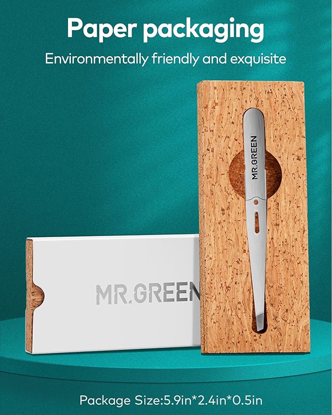 MR.GREEN Tweezers,Professional Precision Eyebrow Tweezers for Women and Men, Tweezers for Facial Hair Women, Stainless Steel Slanted Hair Removal Tweezers, Eyebrow Plucker, Ingrown hair tweezers