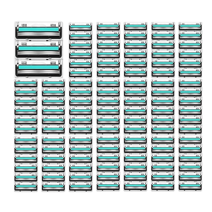 Mens Razor Blade Refills，2-Blade Razor Cartridges with Lubricating Strip Compatible with Atra razor handles. 120 Count, Delivers a Clean, Close Shave