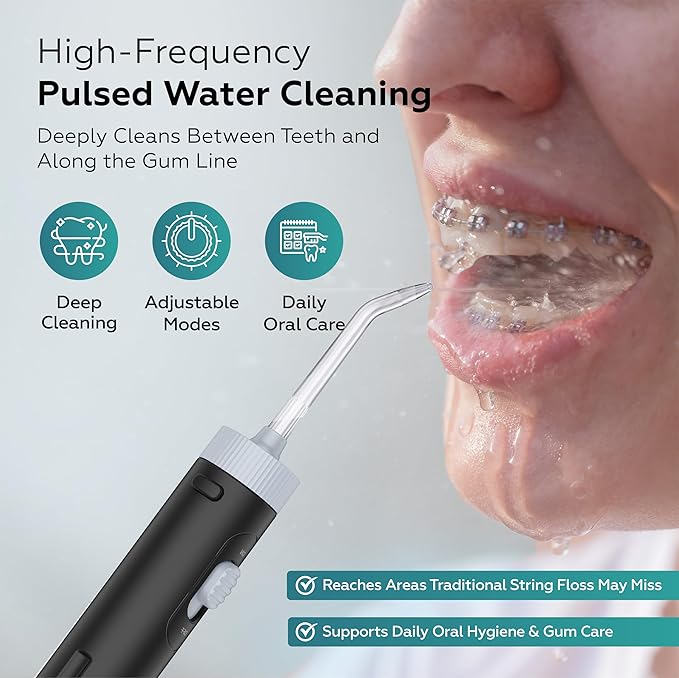 Pro Countertop Oral Irrigator Water Dental Flosser | 10 Pressure Levels, 21–160 PSI, 20.3 oz Large Tank, Complete 8-Tip System for Braces, Implants & Gum Care, BPA-Free (FC1761-Black)