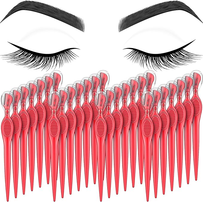 Mudder 28 Pcs Eyebrow Razor Knife Shaver Trimmer Shaver Multipurpose Exfoliating Tool Facial Hair Removal for Women Valentine Gift Giving(Red)