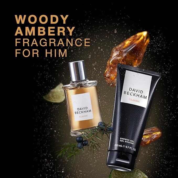 David Beckham Classic Giftset 1.6 fl oz EDT + 6.7 fl oz Shower Gel, Notes of Lime, Mint, and Amber, Men's Fragrance, Long Lasting, Everyday Fragrance