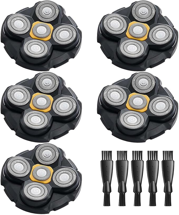 MTTTBHS Head Shaver Blades for Microtouch Titanium Head Shaver, 5PCS Microtouch Titanium Replacement Head, 5 Cleaning Brush