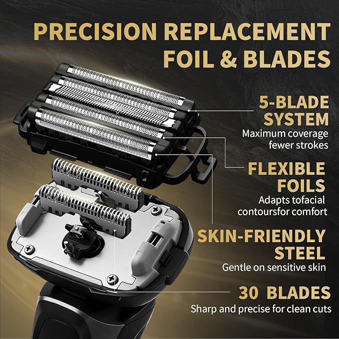 WES9032P Compatible with Panasonic arc 5 Replacement Blades,Outer Foil and Inner Blade Set WES9032P,ES-LV65 Replacement Blades and Foil Fit for Panasonic ARC5 Electric Razor for Men（1PACK）