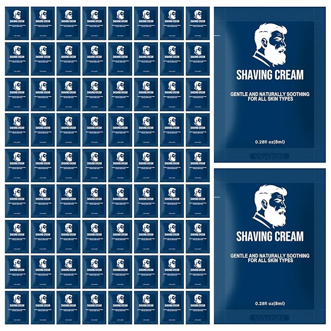 Shaving Cream Bulk Travel,8ml/0.28 oz Travel Shave Cream Disposable Shaving Cream in Bulk for Hotel Homeless （Jasmine，pack of 50)