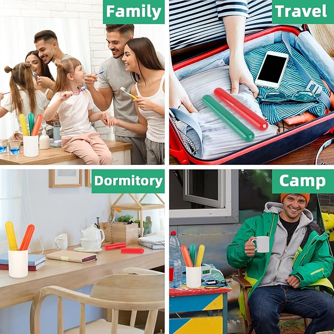 Hooqict 4 Pack Travel Toothbrush Case Portable Travel Toothbrush Holder Plastic Toothbrush Container Protector Cover for Traveling, Camping, Home, School, Business