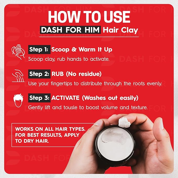 Hair Clay for Men – Matte Finish | Medium Hold, Adds Volume & Texture | Clean Ingredients, Non-Greasy & Easy to Wash Out | Barber-Grade Men’s Styling Clay | Made in the USA – 2oz