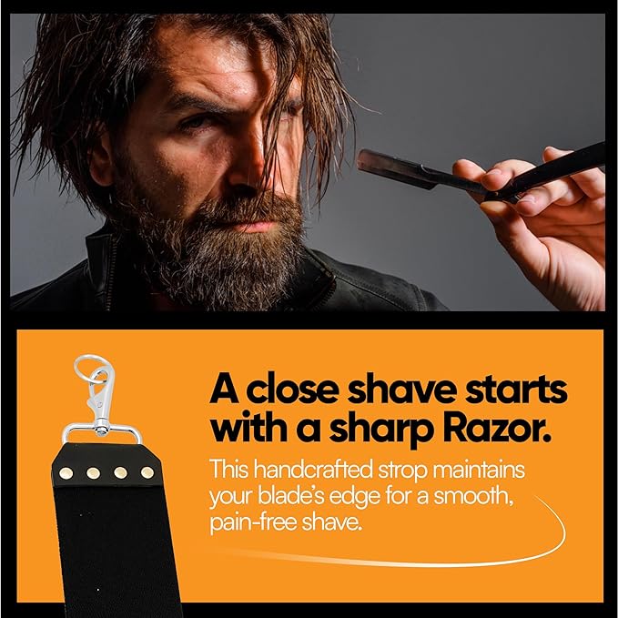 Leather Strop for Sharpening Straight Razors & Knives - Shaving Leather Strap Straight Edge Razor Double Sided Raw Cowhide Leather with Canvas For Honing Sharp Knife Razor Blades 3” Wide Stropping Kit