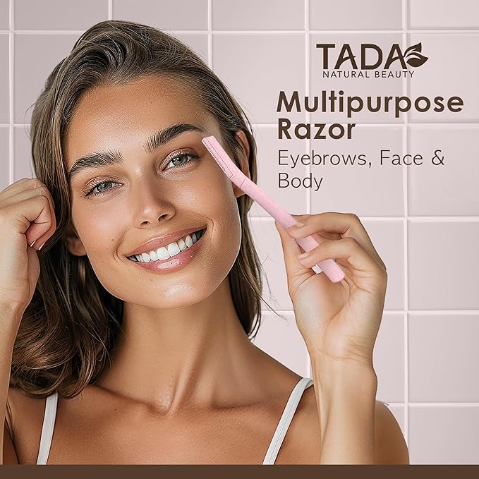 Biodegradable Dermaplaning Tool 12pk, Face Eyebrow Face Razors, Face Shaver & Exfoliating (Beige)