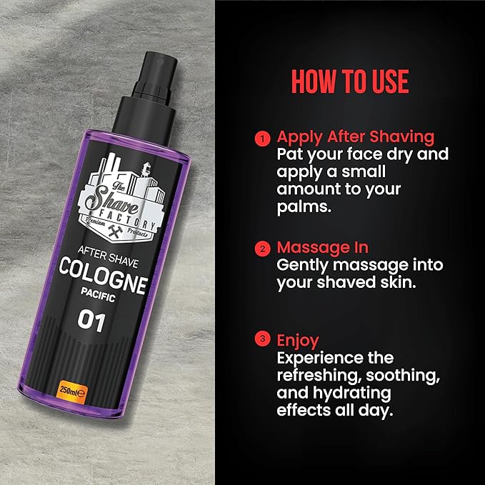 the shave factory After Shave Cologne Series - Cologne for Men, Aftershave for Men, Refreshes and Relieves Face and Skin (05 Mediterranean)