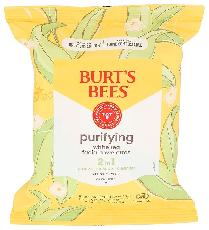 Burt's Bees Facial Cleansing Towelettes with White Tea Extract -- 30 Towelettes