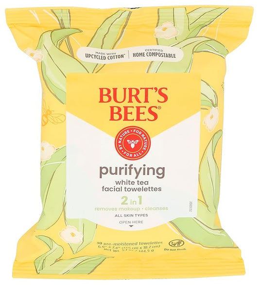 Burt's Bees Facial Cleansing Towelettes with White Tea Extract -- 30 Towelettes