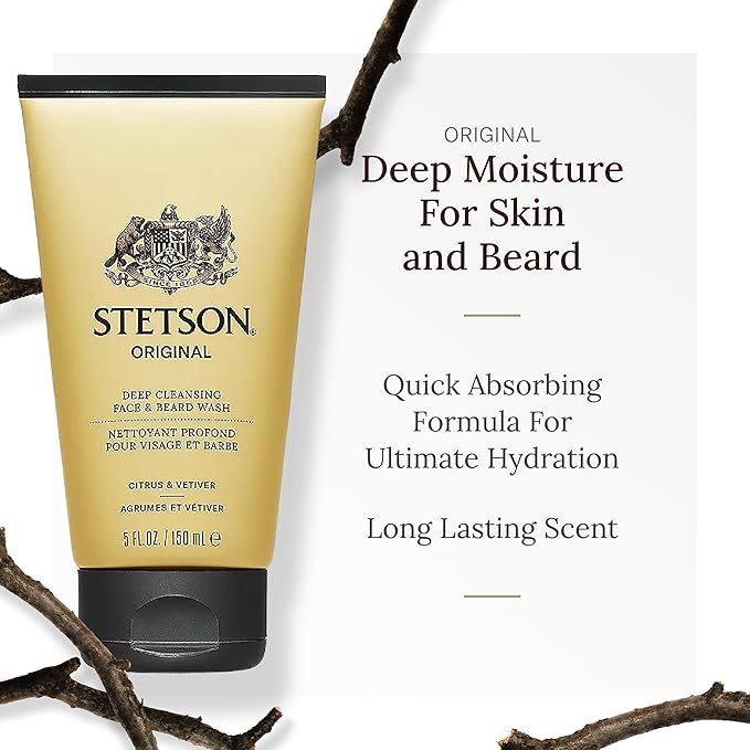 SCENT BEAUTY STETSON Personal Care Face & Beard Moisturizer Facial Moisturizer for Men - Cream for Face & Beard - 5 oz - 3 Pack - Original Fragrance