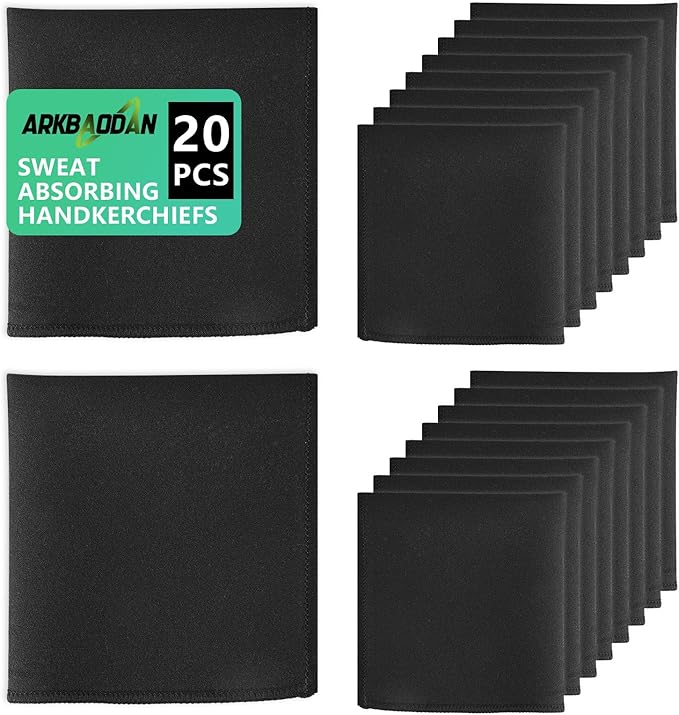 20PCS Gym sweat towels Quick-Dry Microfiber Sweat Rags for Face, Hands, & Body - Men & Women - A soft black handkerchief suitable for use in Basketball, Football, Sports and Work (10" x 10")