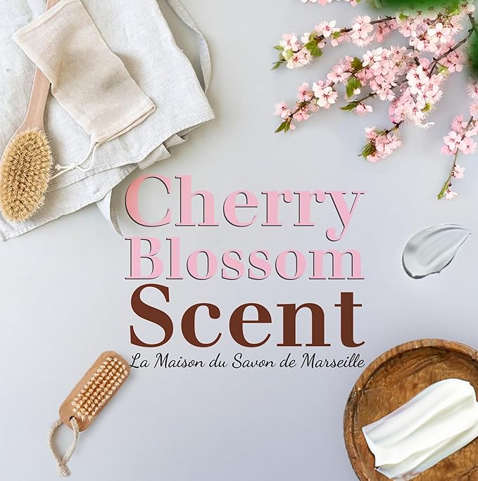 Cherry Blossom Soap Bars 3xPack – Enriched With Organic Shea Butter - 97% Natural Ingredients - Traditionally Made - French Milled in Provence - Gentle For Skin – 3x8.8 oz - La Maison Du Savon