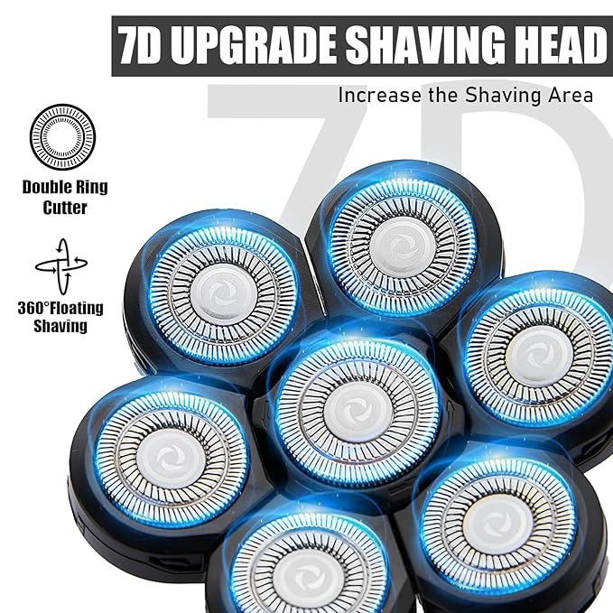 7 Head Shaver Replacement Heads，Head shavers for many brands bald men replacement blades，Shaver Blade Heads Replacement for Electric Razor for Men (2 Pack)