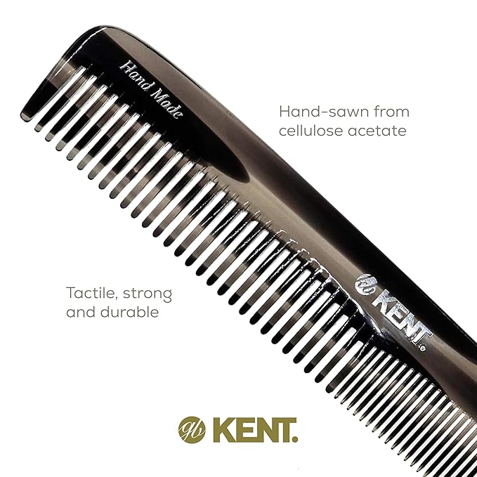 Kent 9T Black Graphite Fine Tooth and Wide Tooth Comb Detangler Hair Combs - Large Handmade and Saw-Cut Dressing Combs - Wet Hair Comb for Women and Durable Grooming for Men Made in England