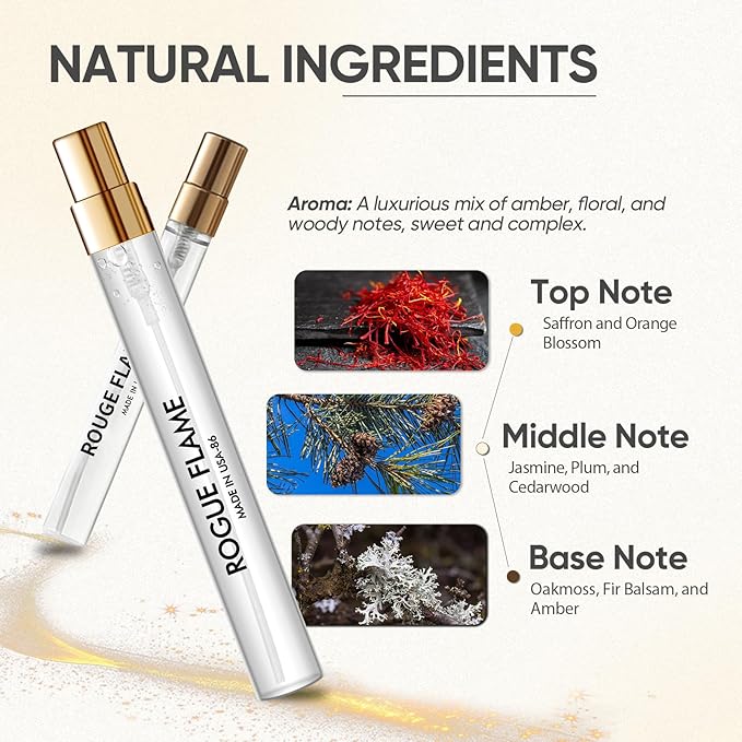 Perfume Oil for Women Men Saffron Amber Long Lasting Eau De Parfum Cologne Body Oil Travel Size 0.4oz/12 mL