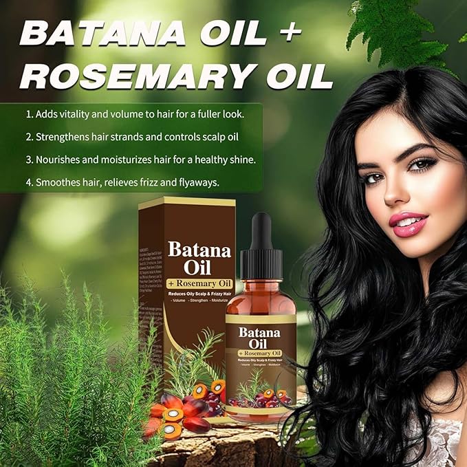 Batana Oil for Hair Growth with Rosemary Serum, Scalp Treatment for Thinning Hair Regrowth Thickening, Strength Hair Root for Women Men Hair Care (1 Pcs)