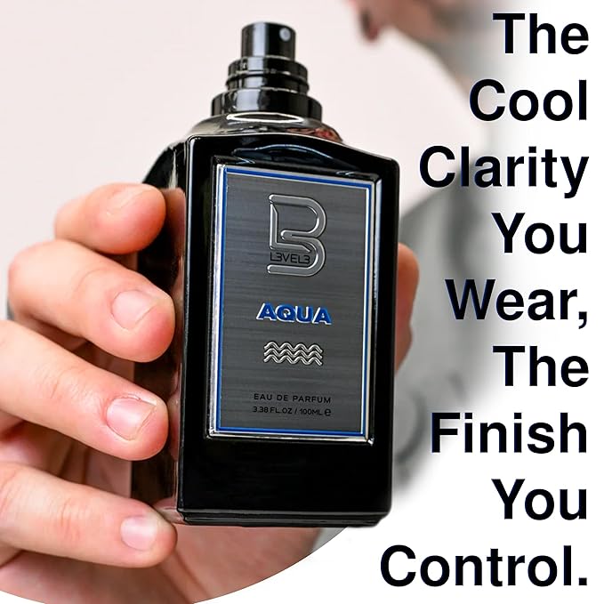 L3 Level 3 Eau de Parfum Cologne for Men - Long Lasting EDP - Mint, Lavender, Amberwood Notes - 3.38 fl oz (Aqua)