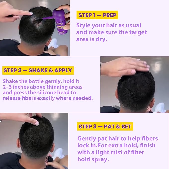 Hair Building Fibers, Hair Fibers for Thinning Hair with Spray Applicator, Long-lasting Natural Fuller Look, Instantly Thicker Hair for Women & Men (Dark Brown, 15g)