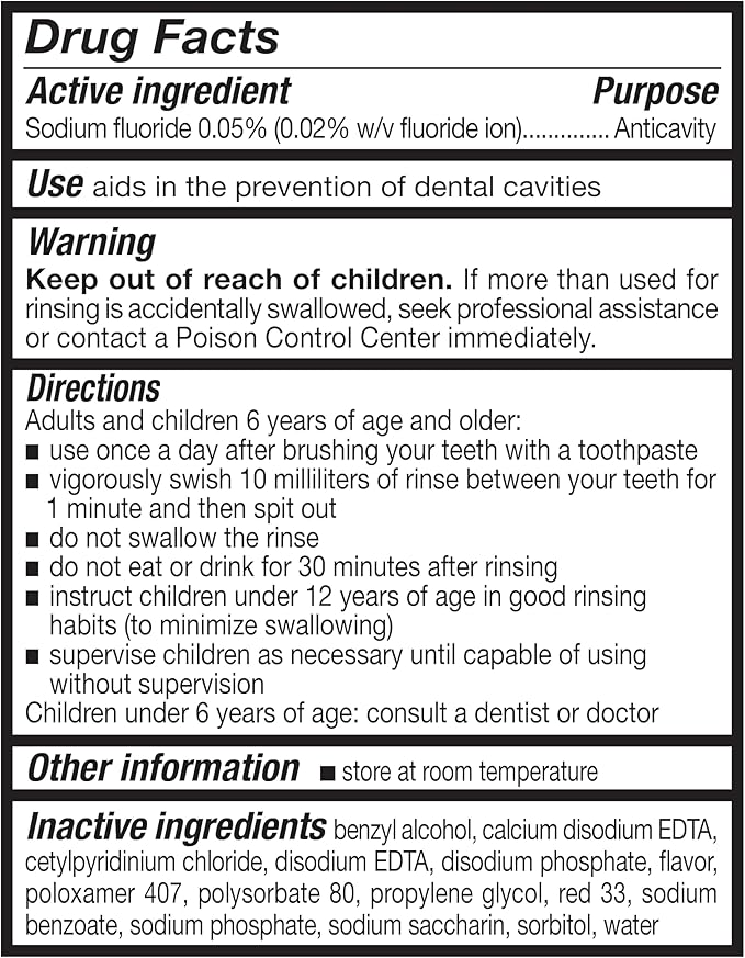 Amazon Basics Kids Mouthwash with Fluoride, Anticavity, Alcohol-Free Bubble Gum, 18 fl oz (Pack of 2)