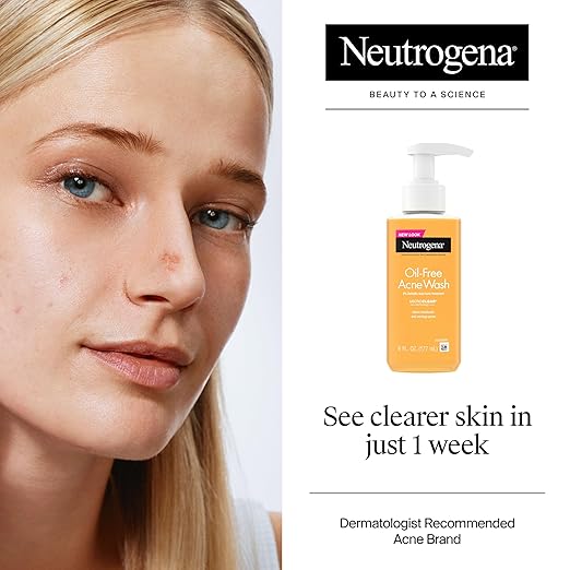 Neutrogena Oil-Free Acne Face Wash, Breakout Prone Skin Facial Cleanser with 2% Salicylic Acid Acne Treatment for Face, 6 fl. oz